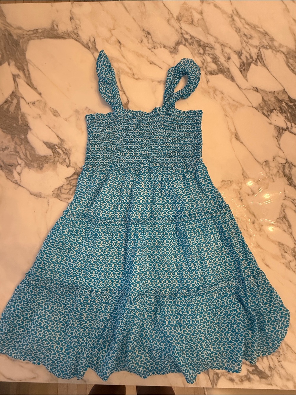 Roller Rabbit Blue Printed Tiered Girls' Sundress